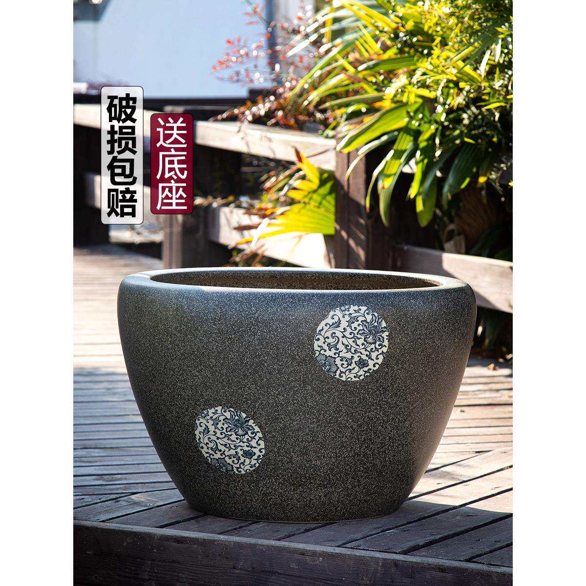 景德镇陶瓷缸金鱼盆睡莲碗莲乌龟阳台风水庭院大缸深缸水缸荷花盆