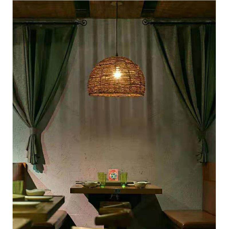 手工天然竹编灯饰过道走廊现代简约田园风格乡村竹艺吊灯常州古镇