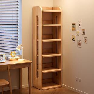 实木儿童书架置物架落地一体靠墙转角储物柜简易学生不占地方书柜