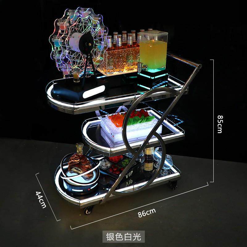 酒水车KTV酒吧移动蛋糕车LED餐车手推车出酒道具酒店推车多功能