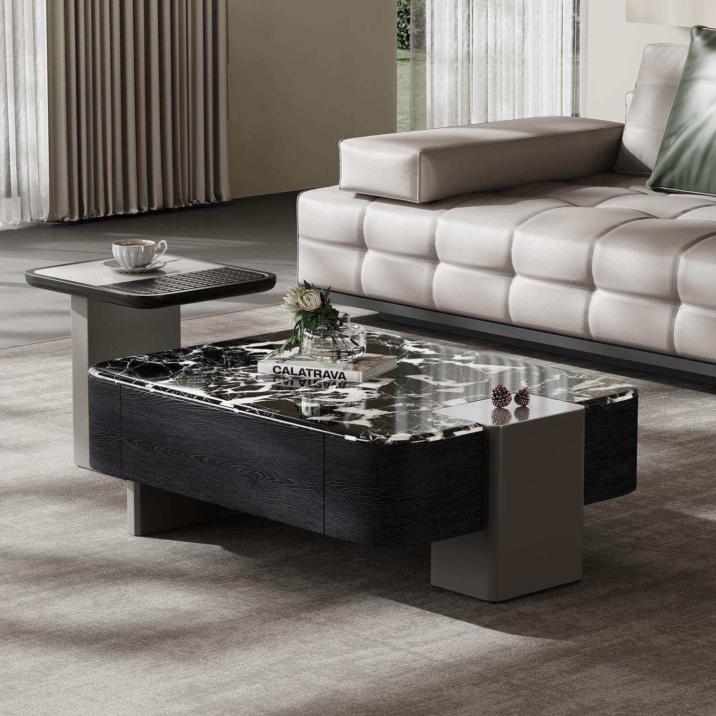 意式现代简约客厅家用小户型方形茶几个性实木茶几边几