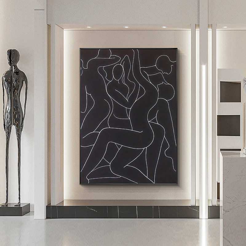 线条艺术现代简约玄关装饰画客厅办公室挂画卧室走廊过道黑白壁画,模玩/动漫/周边/娃圈三坑/桌游,模型制作工具/辅料耗材,淘宝优惠券,粉丝福利购,淘宝优惠卷