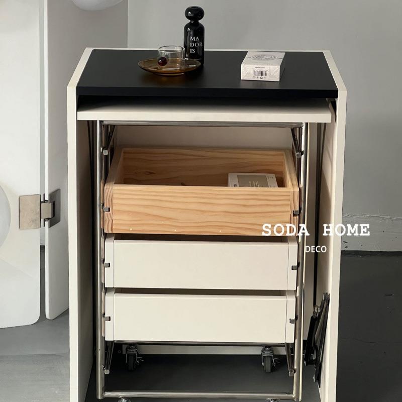 中古实木折叠桌多功能长方形隐形床头桌可移动小推车学习办公书桌