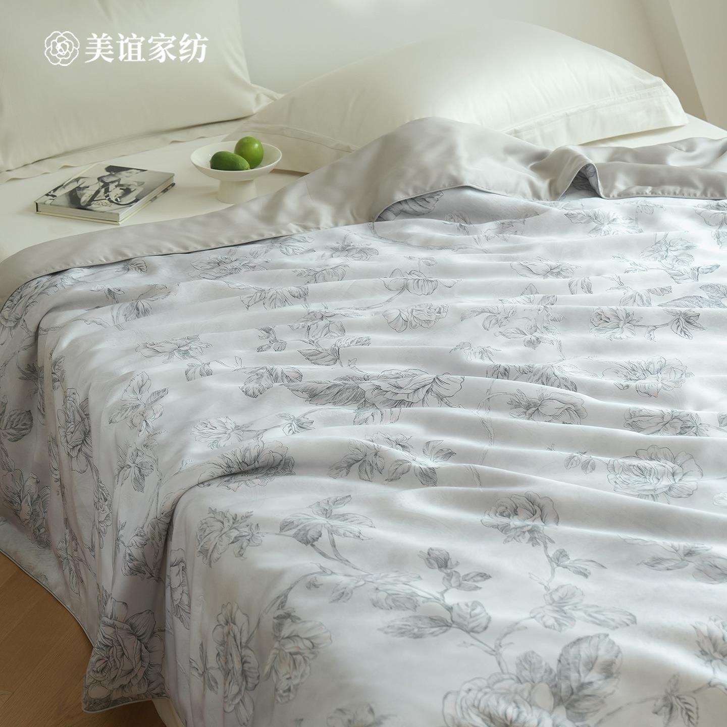 田园印花兰精天丝夏凉被可机洗水洗冰丝夏被裸睡绗缝双人被子床品