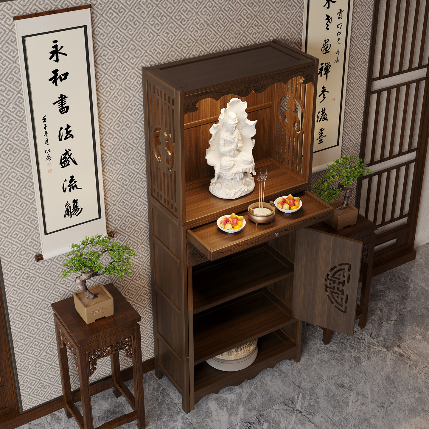 中式供桌香案家用神台神桌家庭供香桌佛台实木供佛桌客厅佛堂贡桌