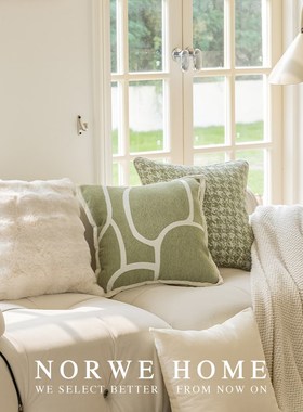 法式抱枕森系嫩绿色小清新客厅沙发靠背柔软民宿酒店靠枕床头靠垫