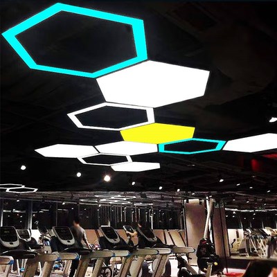 办公灯led六边形造型灯创意蜂巢 超市健身房网咖六角形工业风吊灯