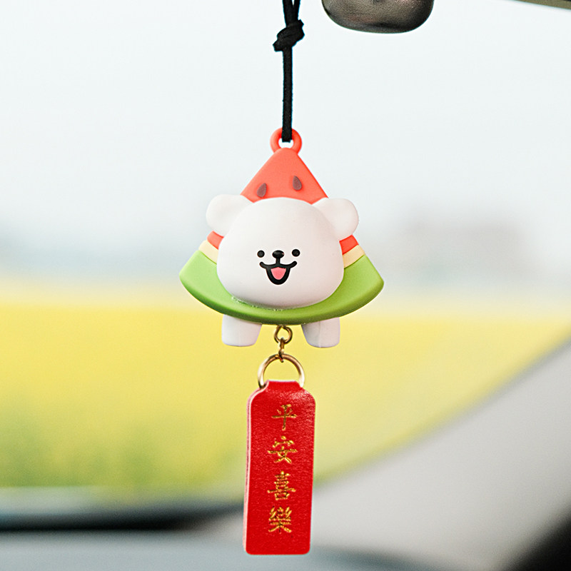 可爱线条小狗汽车挂件车载吊饰后视镜吊坠车内装饰品挂饰平安喜乐