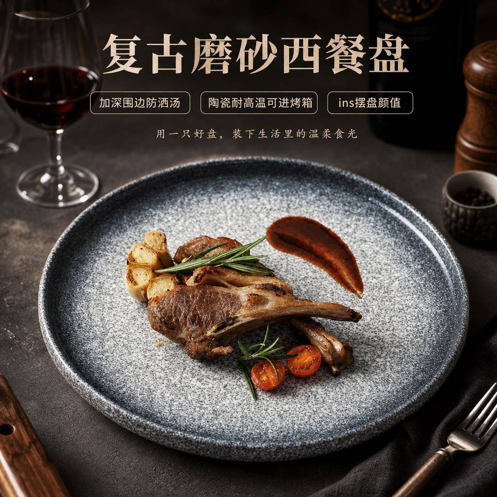 家用陶瓷盘饺子盘寿司盘创意好看的盘子牛肉盘西餐盘装菜盘子鱼盘
