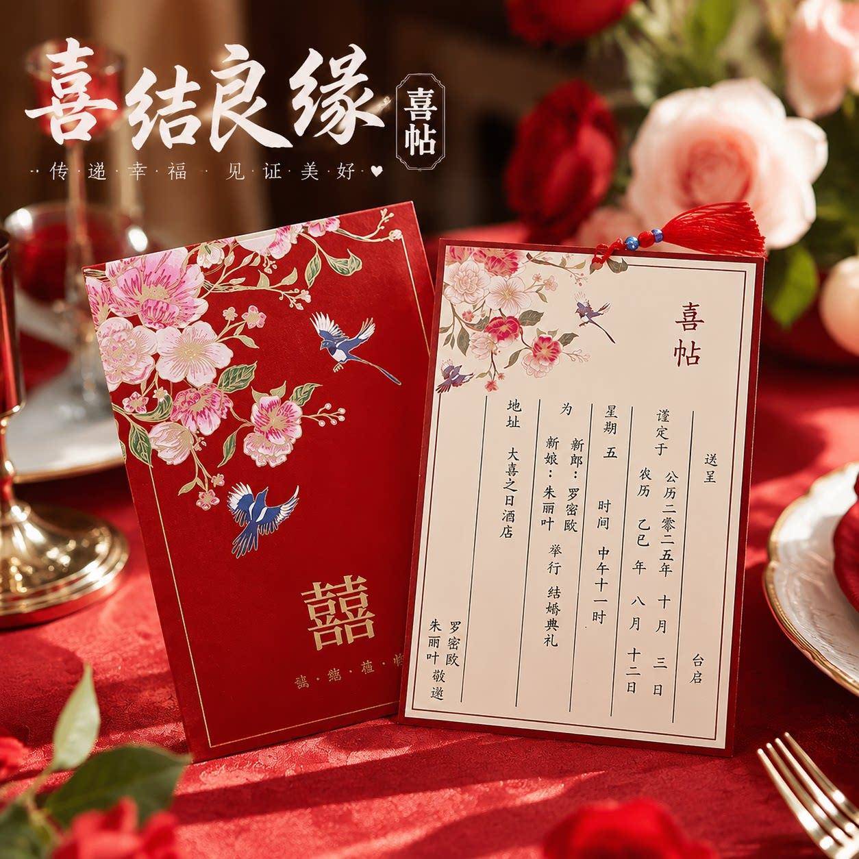 结婚请柬邀请函纸质请帖2026新款中式婚礼高级感小众创意轻奢喜帖