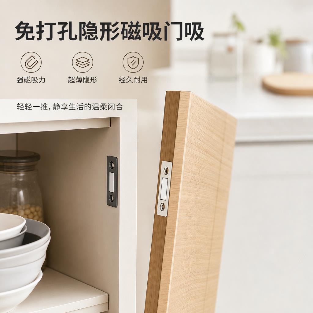 免打孔磁吸推拉门衣柜门自吸磁条贴片吸合器隐形移门磁铁强磁门吸