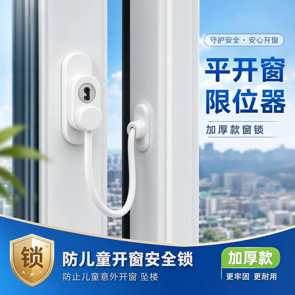 可调节外开窗限位卡扣高层推拉窗儿童防坠落安全锁窗户通风固定器