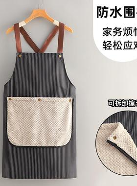 可拆卸防油擦手巾围裙防水厚2TGC-62602新款年高轻级加家用厨房上