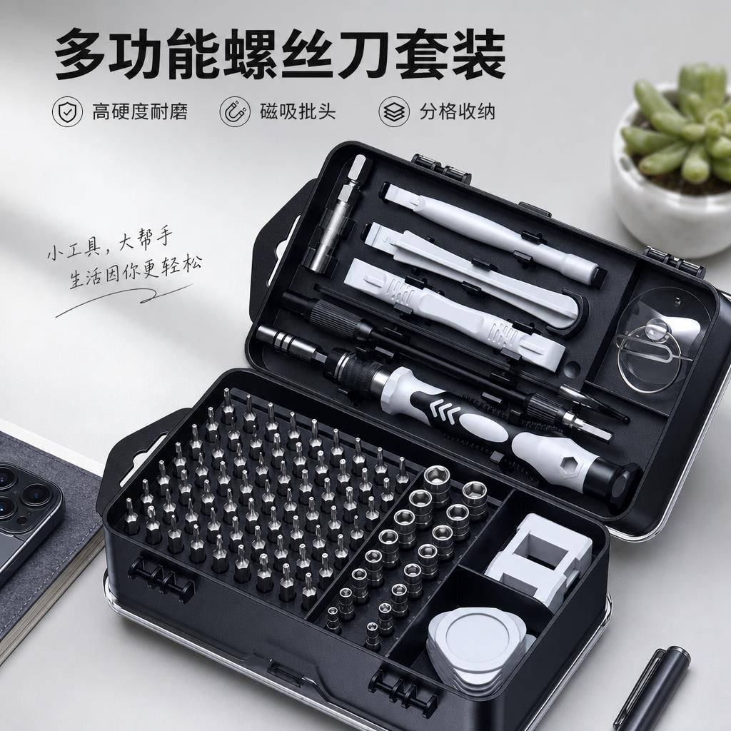 升级款螺丝刀套组115合一多功能精密螺丝刀批头钟表手机维修工具