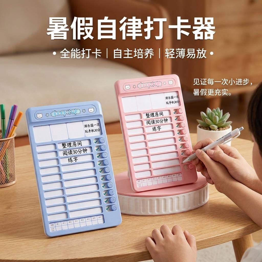 小学生自律打卡器打卡记录表学习计时器计划表课程表时间管理器暑假期每日计划本规划开学文具神器任务完成