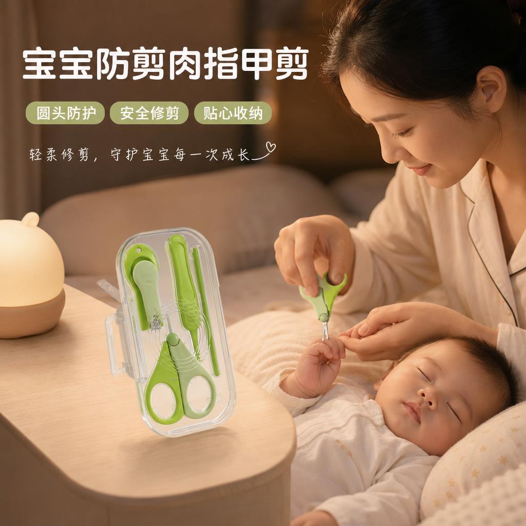 婴儿指甲剪套装新生儿防夹肉指甲刀剪指甲宝宝指甲磨儿童修指甲