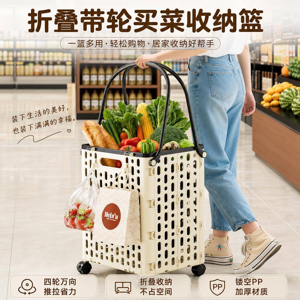菜篮子多功能手推车小推车折叠家用购物车拿快递小推车买菜小拉车