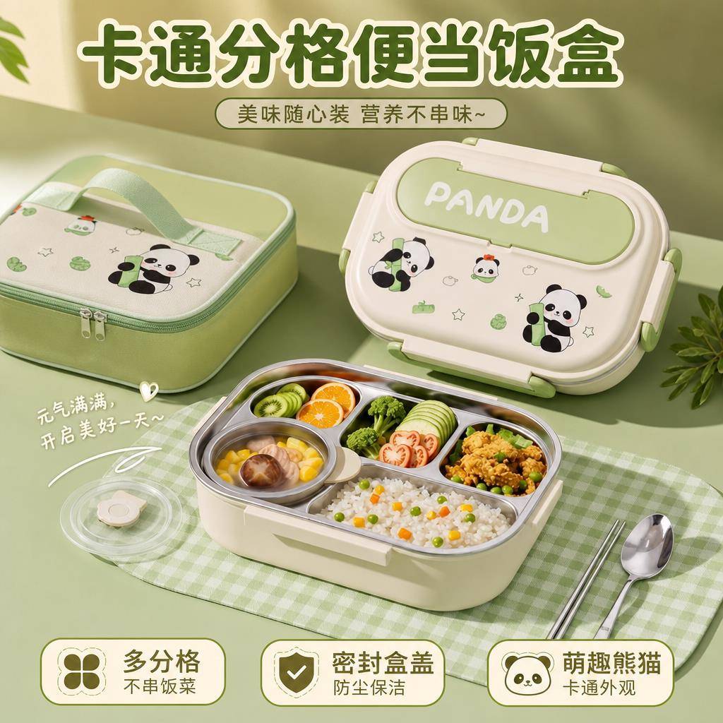 不锈钢饭盒小学生专用分格带饭餐盒套装上班族便当盒可微波炉加热