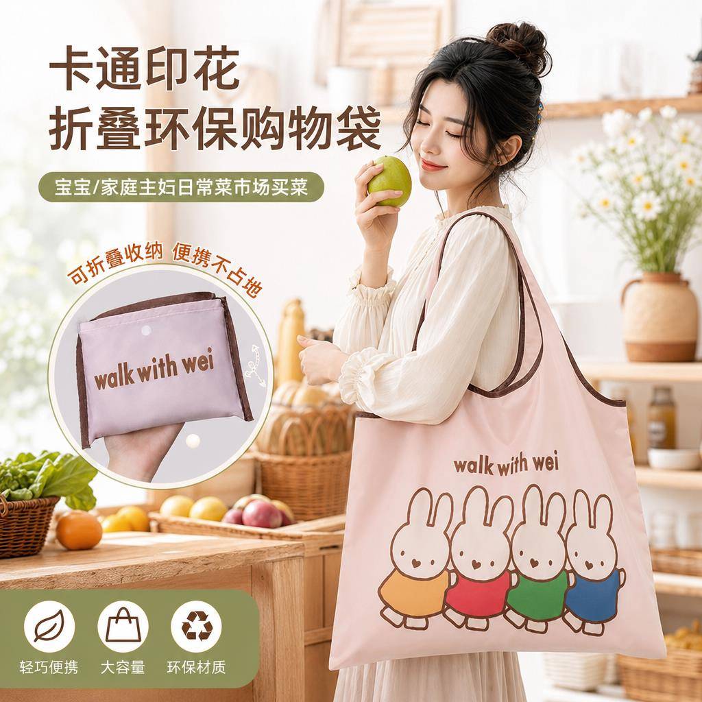 日常通勤买菜专用手提袋可折叠防水耐磨大容量超市环保购物布袋图片