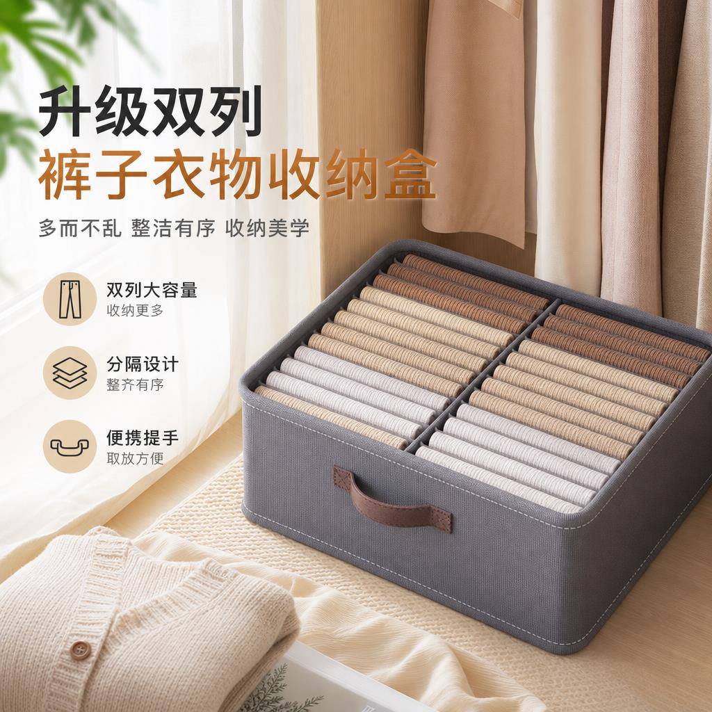 衣柜专用分格储物筐裤子上衣内衣分类整理盒抽屉防尘衣物收纳神器