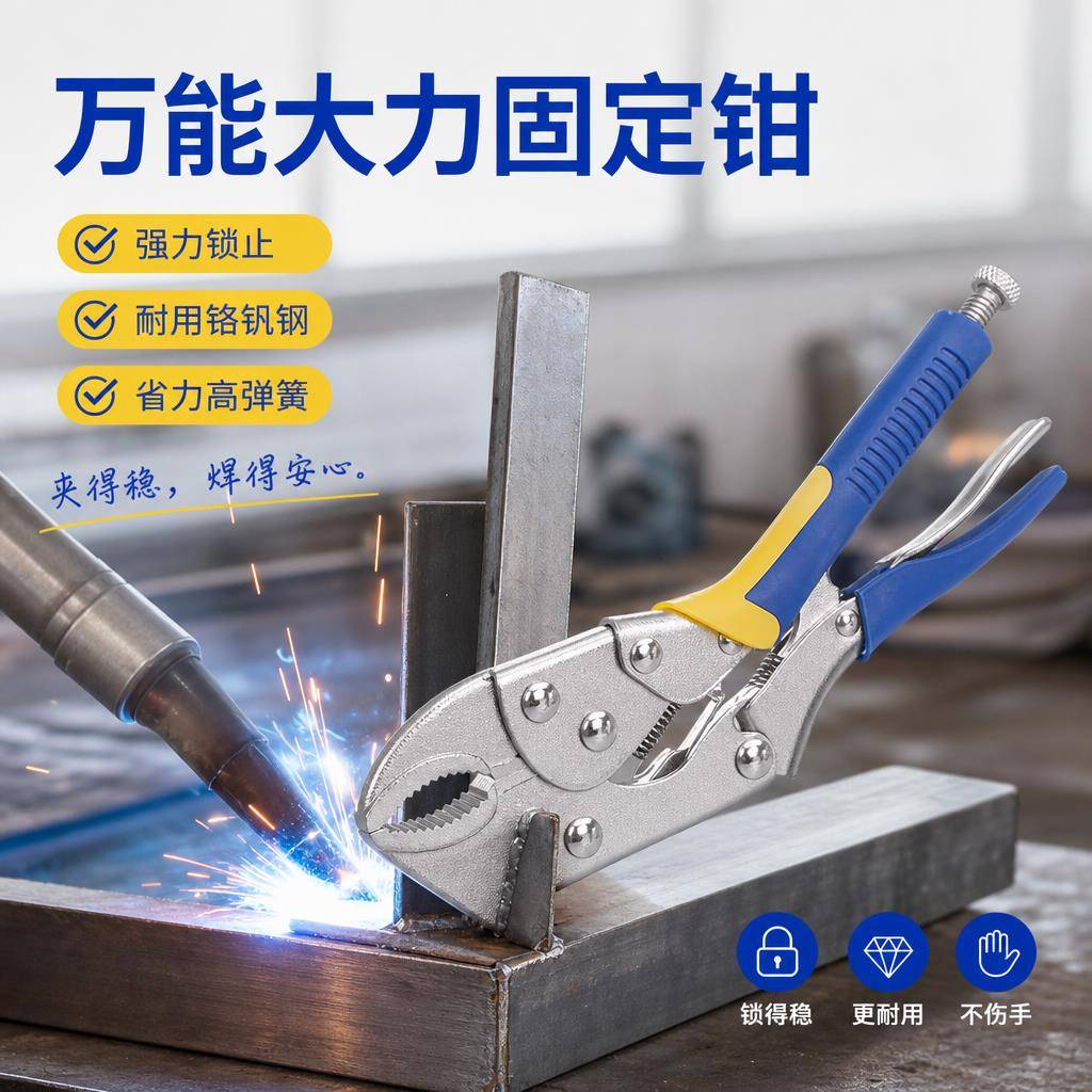 大力钳多功能钳子工具工业级圆口C型自动夹钳平头快速封口固定钳