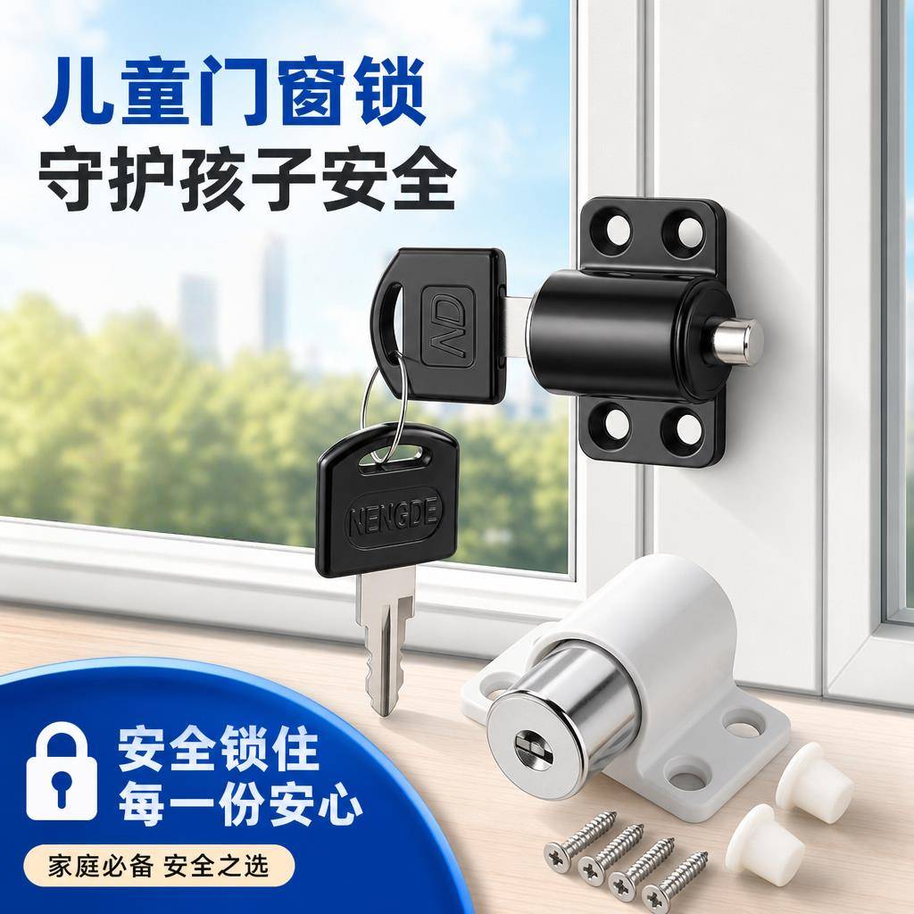加厚铝合金推拉窗锁扣伸缩可调平移门窗限位器家用窗防开安全锁扣