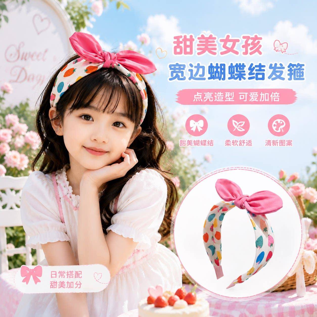 儿童发饰发箍耳朵发箍可爱草莓布艺压发头箍女孩不勒头防滑发夹