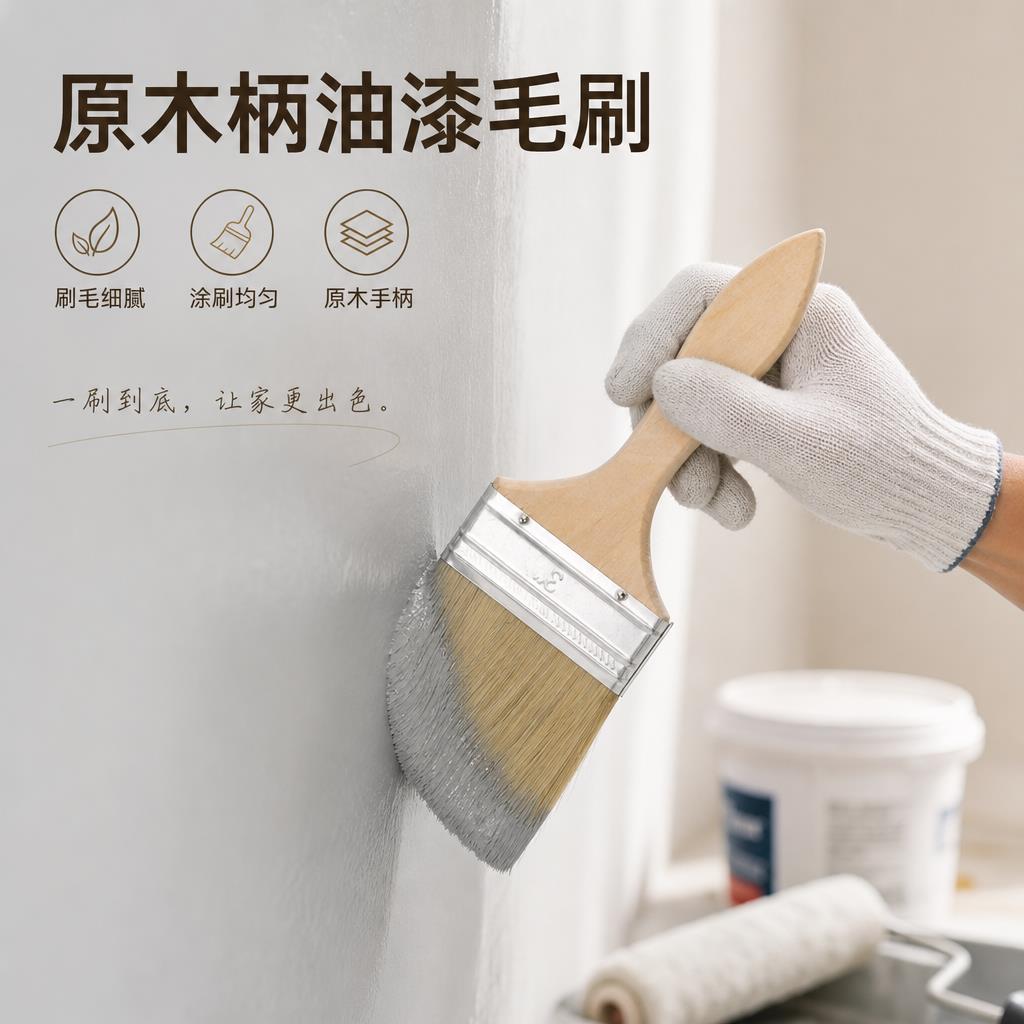 油漆刷子工业用胶水硬毛刷家用加厚猪鬃刷子涂料清洁除尘毛刷子