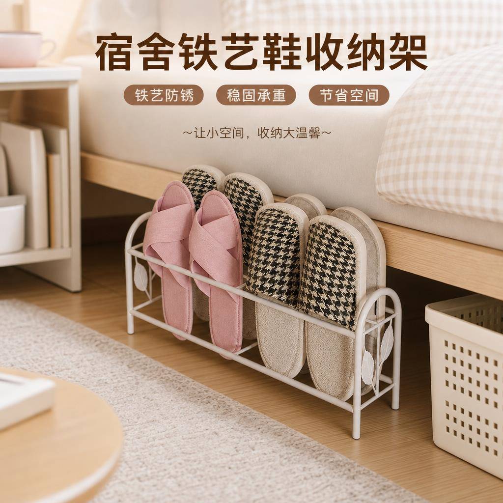寝室家用鞋柜出租屋进门门口简易拖鞋架铁艺鞋架现代简约宿舍收纳