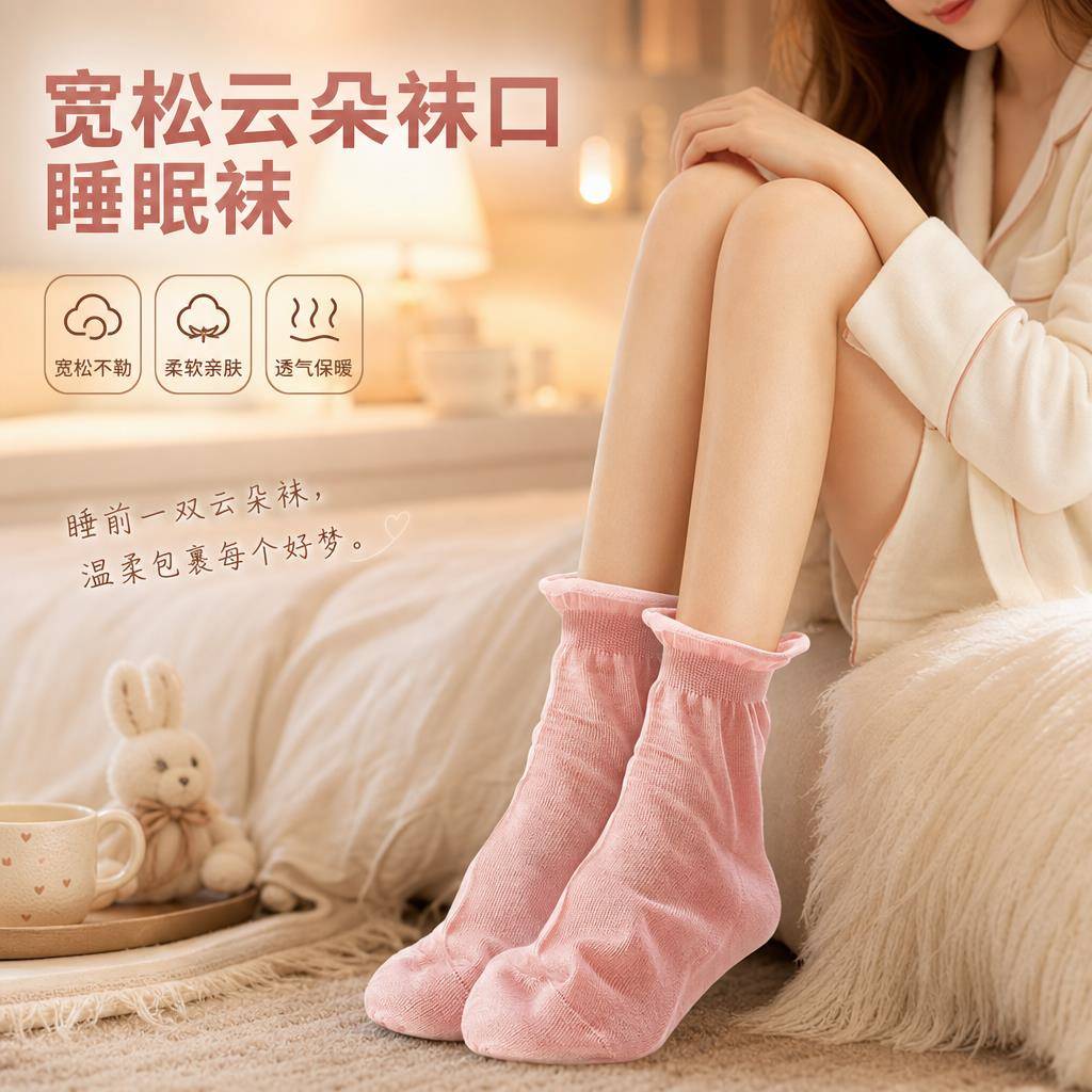 晚上睡觉穿的袜子女士男士专用空调房保暖睡眠袜宽松大码夏季