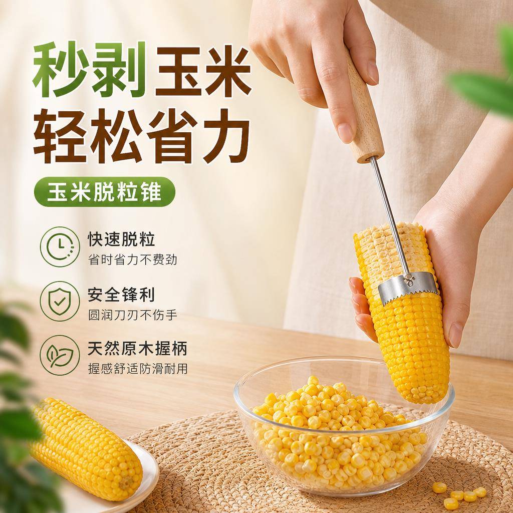 快速省力玉米刨脱粒器不锈钢家用新款玉米铲均匀剥玉米粒厨房工具