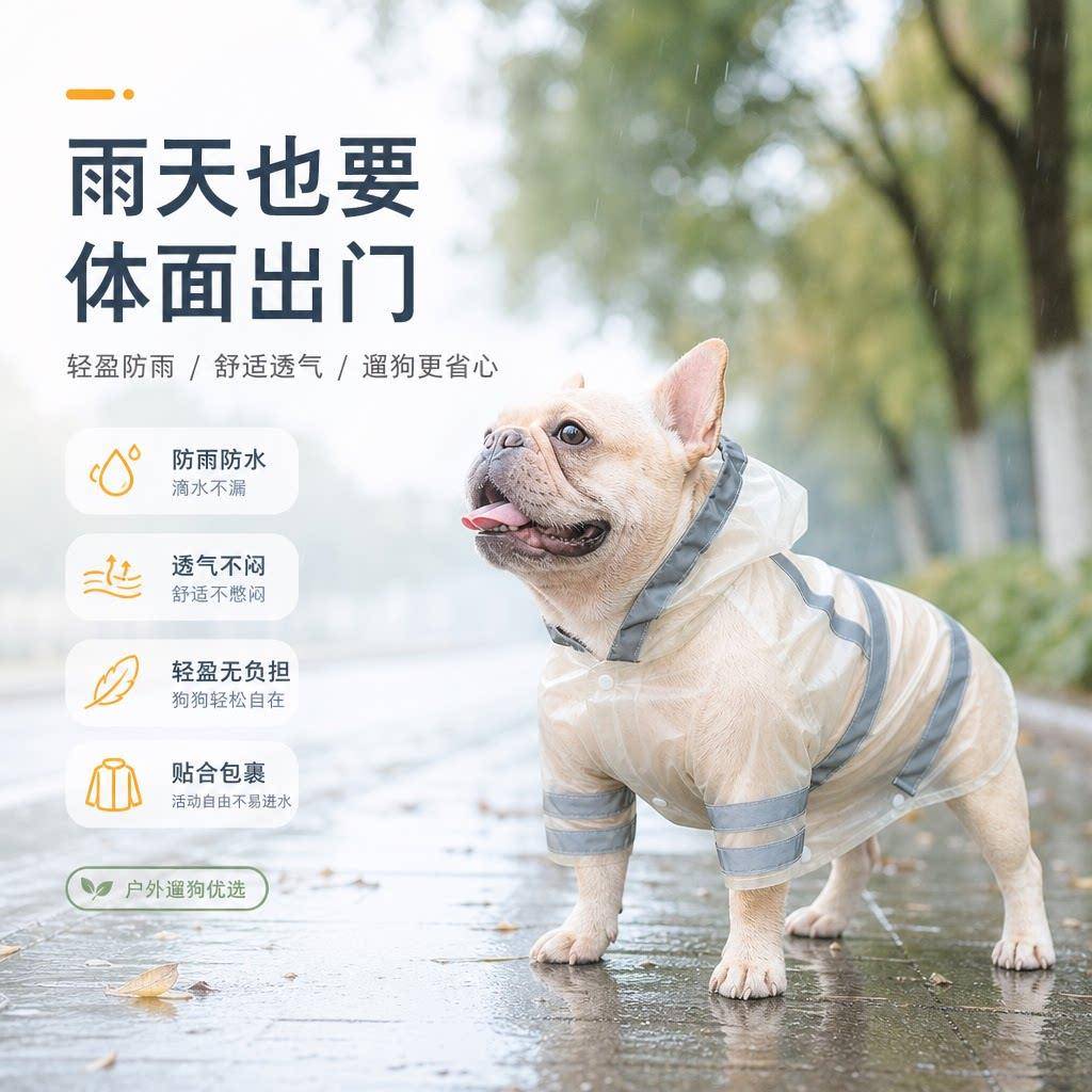 宠物狗狗专用雨衣小中型犬雨天护肚反光衣服雨披超强防水透明斗篷