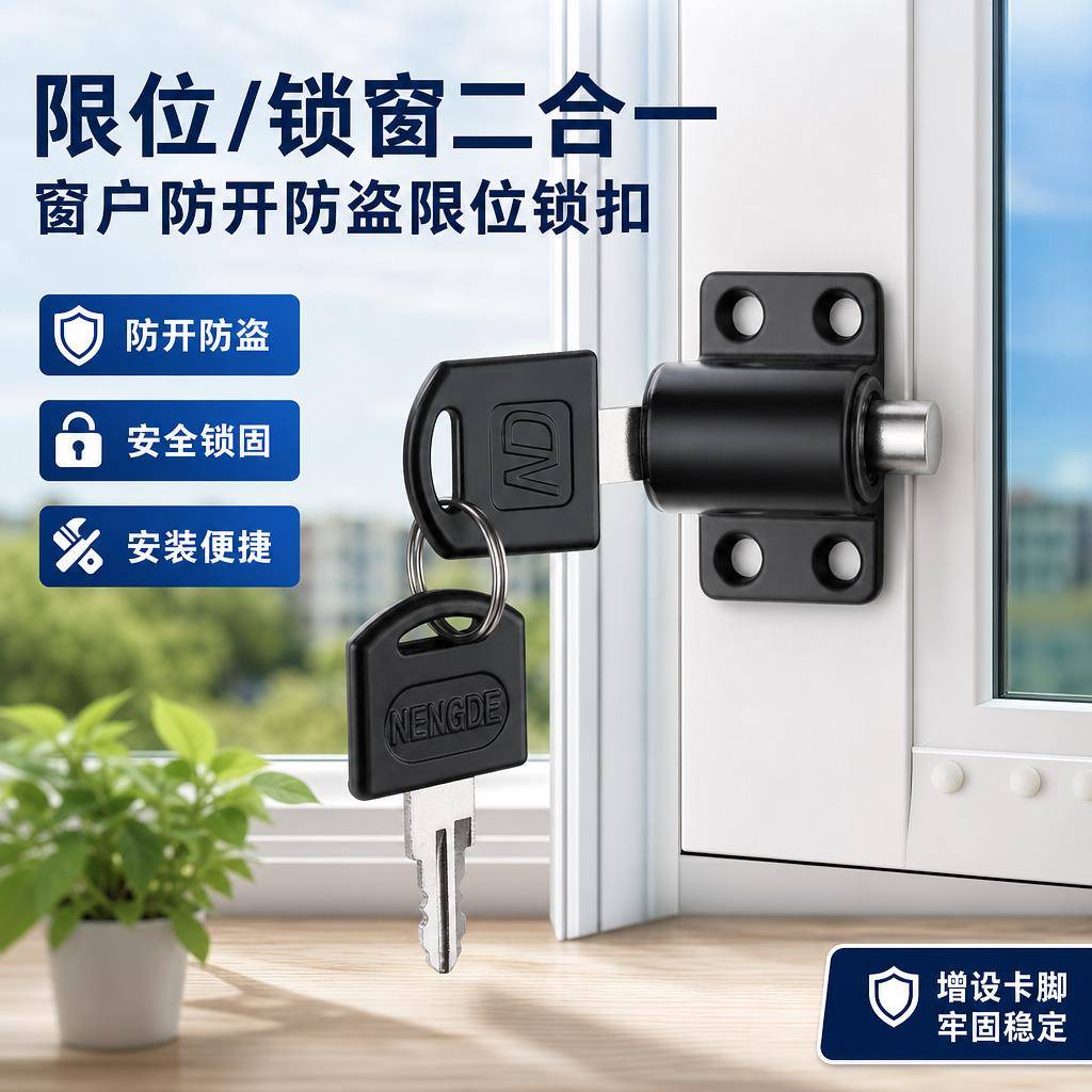 伸缩铝合金推拉移门锁扣平移窗户防盗限位器铝合金门窗通用防护锁