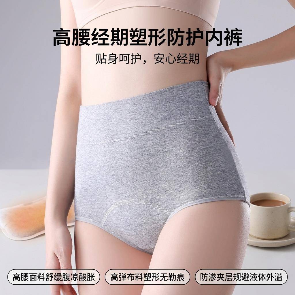 姨妈例假月经期卫生裤纯棉抗菌裆高腰生理裤内裤女士前后防漏大尺