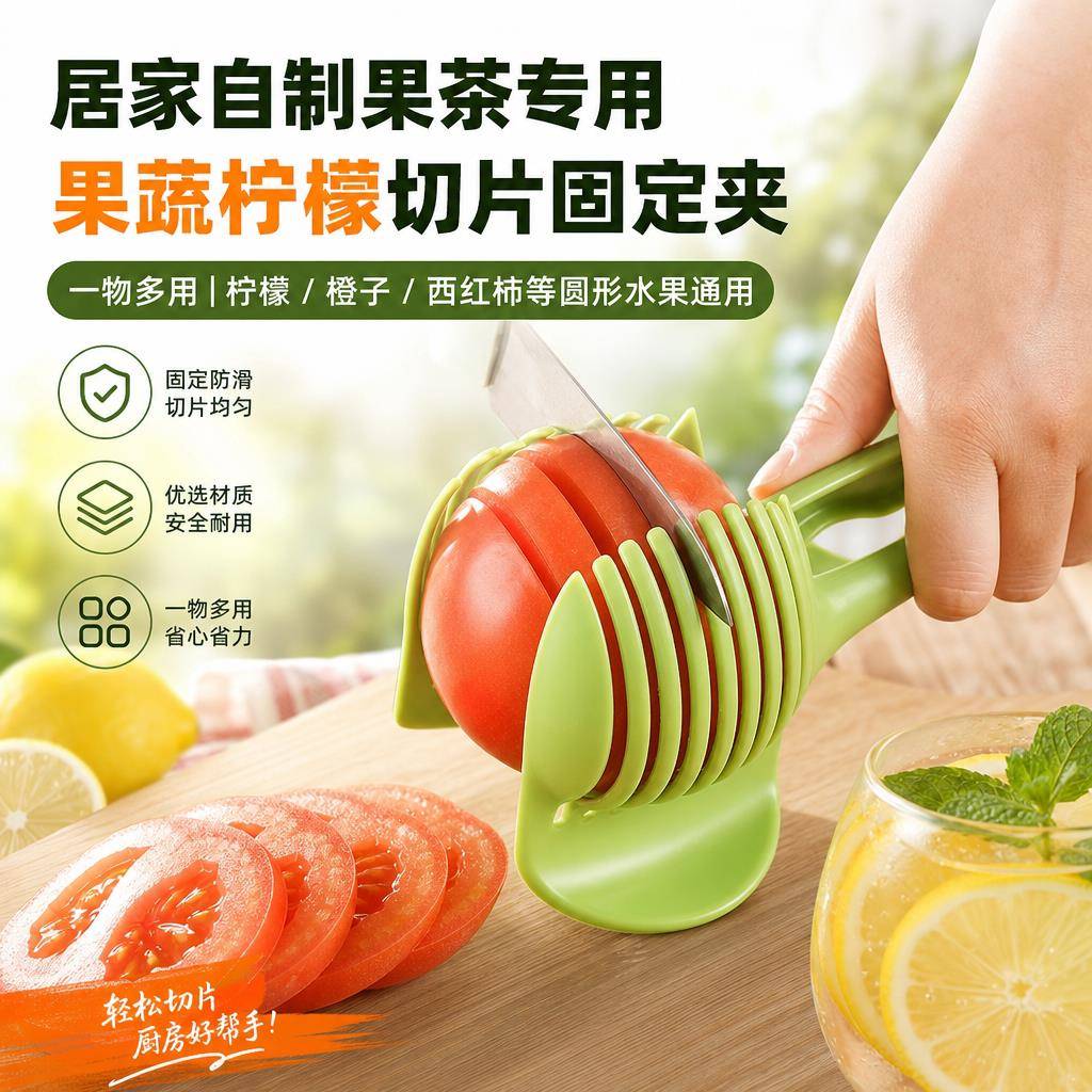 厨房果蔬切片神器柠檬固定切片夹家用柠檬西红柿快速均匀切割神器