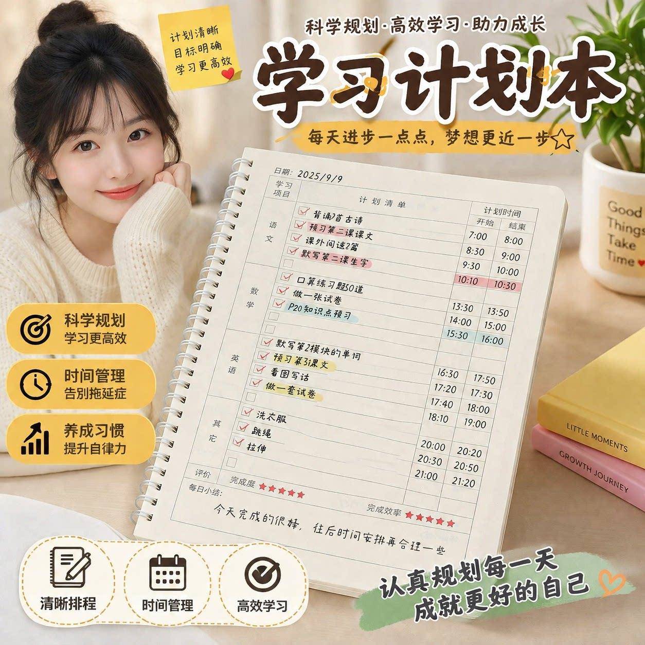 todolist计划本ins风简约芭乐高颜值圈本大学生考研考编考公每日时间安排管理打卡记事本