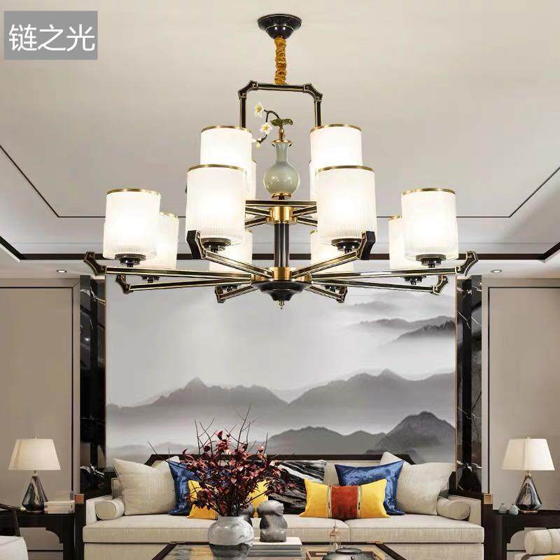 新中式吊灯客厅灯简约现代大气家用中国风卧室灯书房餐厅灯灯具