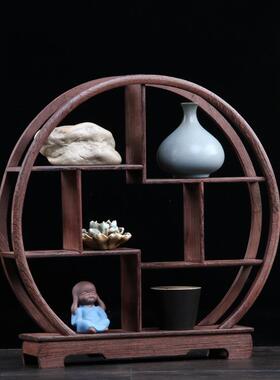 2I小博古架实木多宝架底座展示紫砂壶茶壶架子中式多宝阁鸡翅木摆