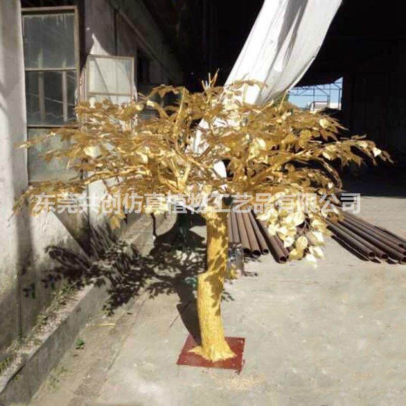 仿真金榕树玻璃钢假树绿榕可按要求做娟布叶过胶叶榕树直销