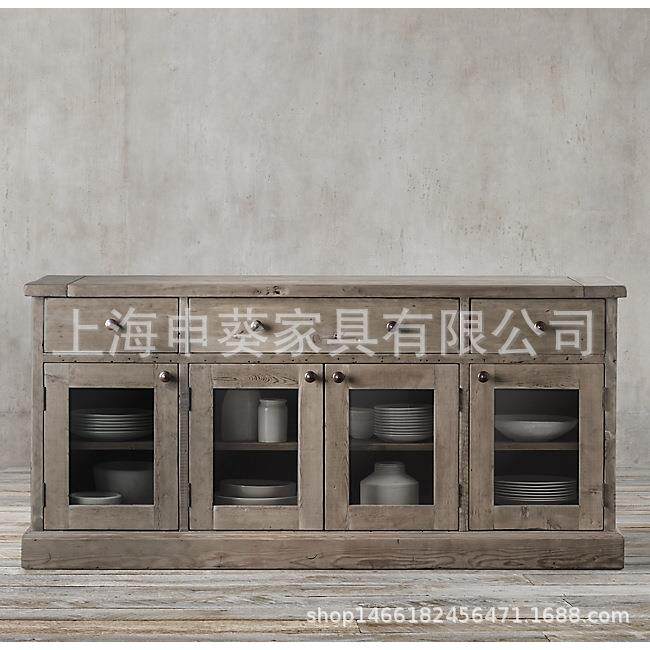 美式乡村复古轻奢餐厅餐边柜实木简约经典收纳储物餐厅别墅样板房