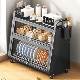 厨房台面碗柜家用多功能碗盘碗碟置物架防尘防蟑螂台式碗筷收纳盒