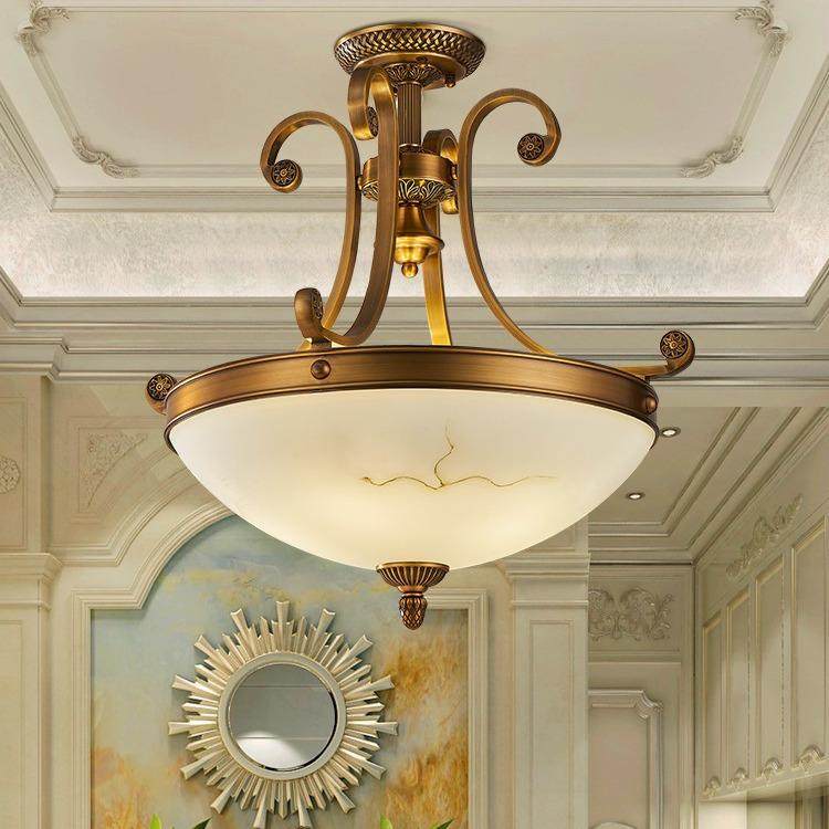 欧式吸顶灯卧室灯圆形led阳台灯过道灯具欧式简约复古玄关灯客厅