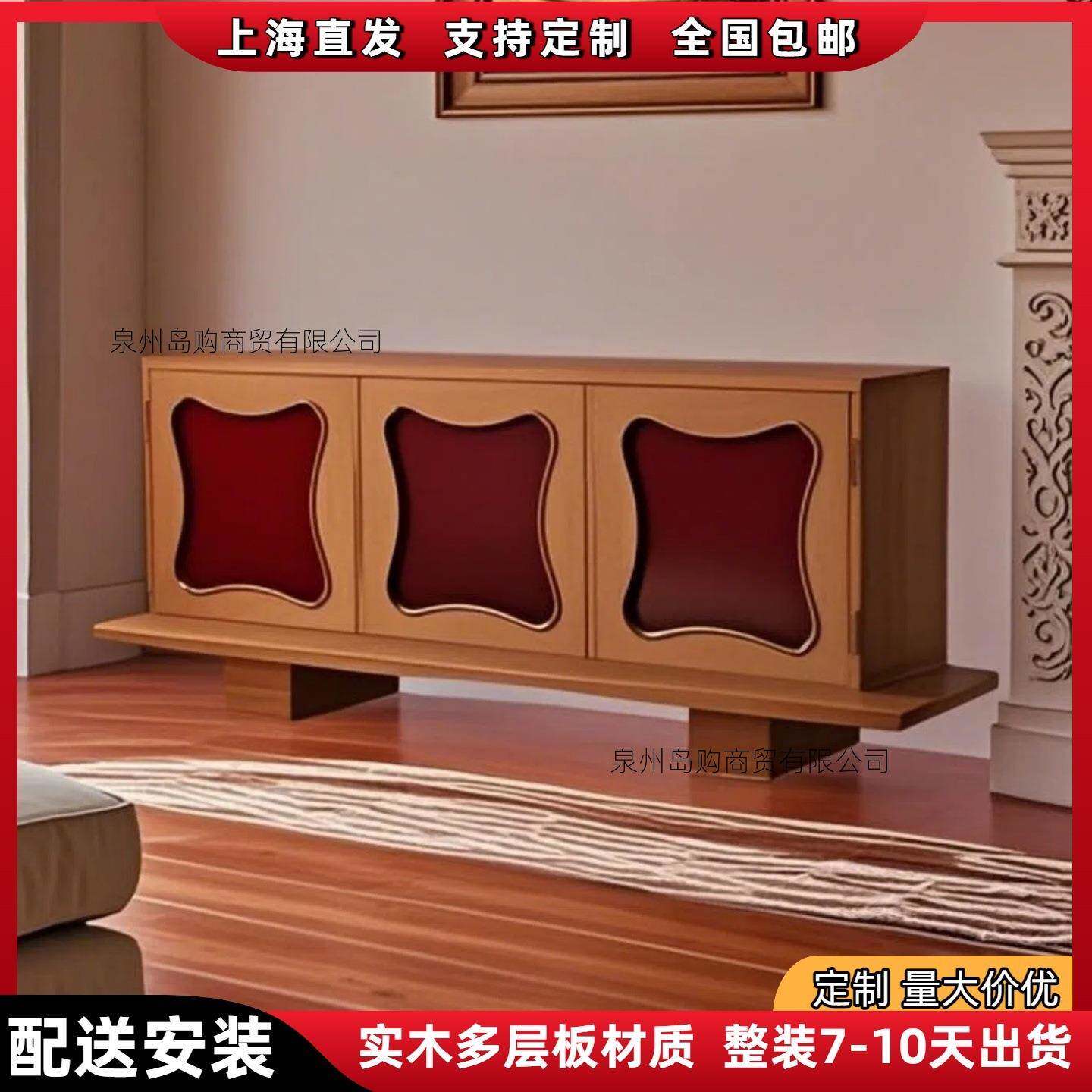 中古风烤漆餐边柜实木入户玄关柜客厅茶水柜收纳柜靠墙储物柜包邮
