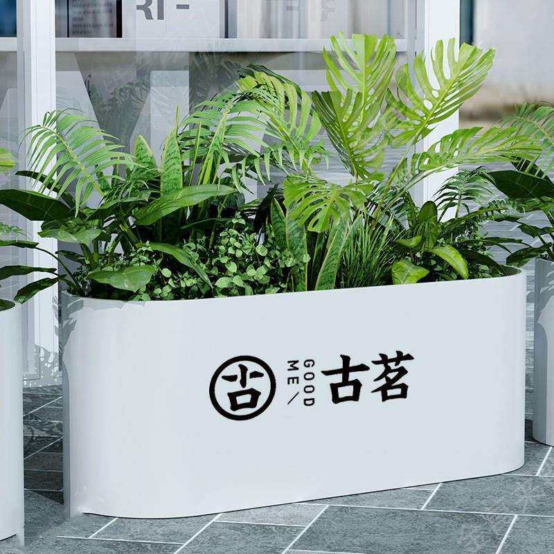 户外铁艺简约花箱组合长方形花钵隔断花槽绿植地面商业街花架花盆