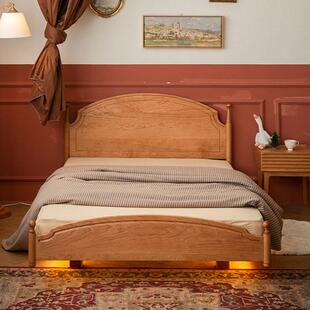 北欧樱桃木复古儿童床女孩床全实木多功能公主床黑胡桃木次卧床