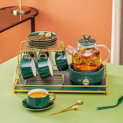 北欧风格水果茶壶轻奢玻璃下午茶具花套装英式花果茶加热