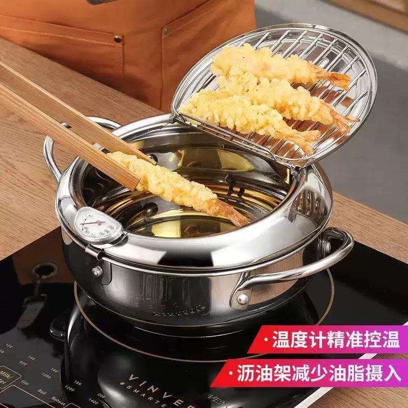 304不锈钢油炸锅天妇罗炸锅家用可控温油炸锅省油源头厂家带滤网
