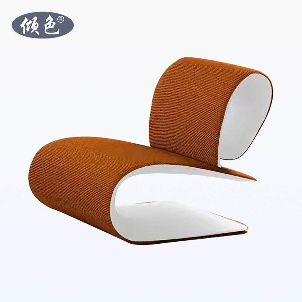 设计师款布艺单人椅异形别墅弯曲梯田沙发家用客厅样板间沙发椅子