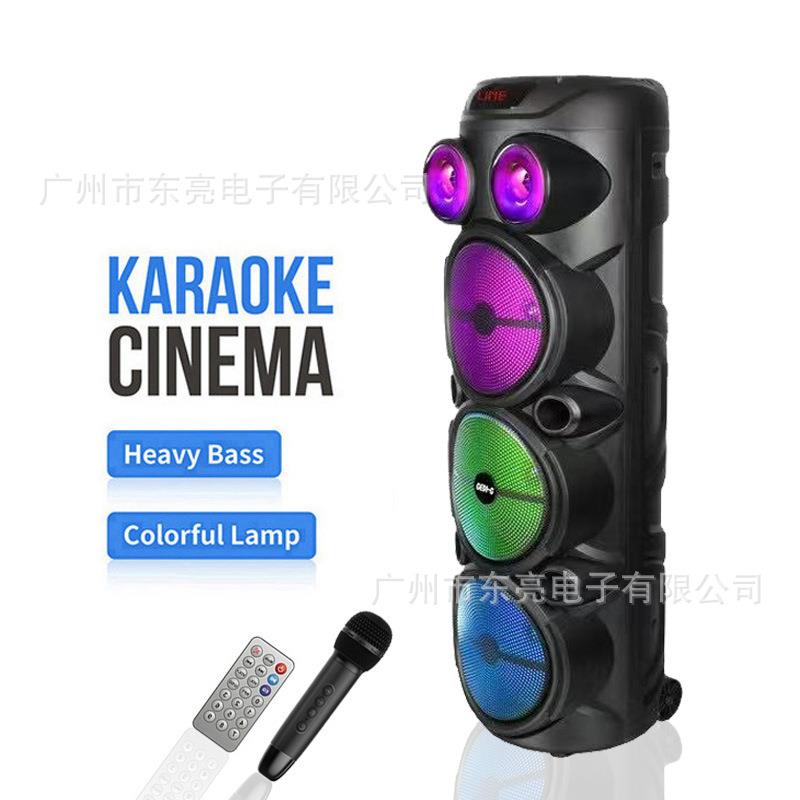 南美爆款供应RGB彩灯专业广场舞音响户外K歌手推车音箱带话筒