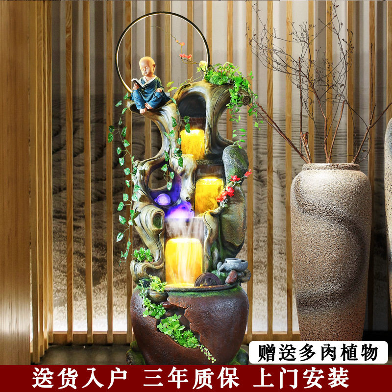 田园流水喷泉水景落地客厅办公室内花园餐厅创意家居装饰落地摆件
